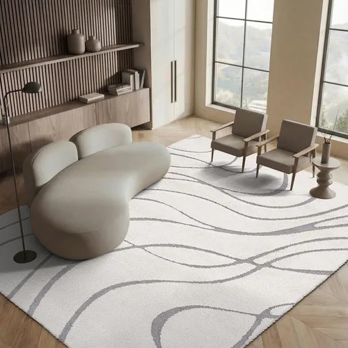 Vista 75 de Safavieh Florida Shag Collection - Alfombra de área de 2 x 3 pies, color crema/beige, diseño geométrico, felpa de 1.2 pulgadas de grosor, ideal