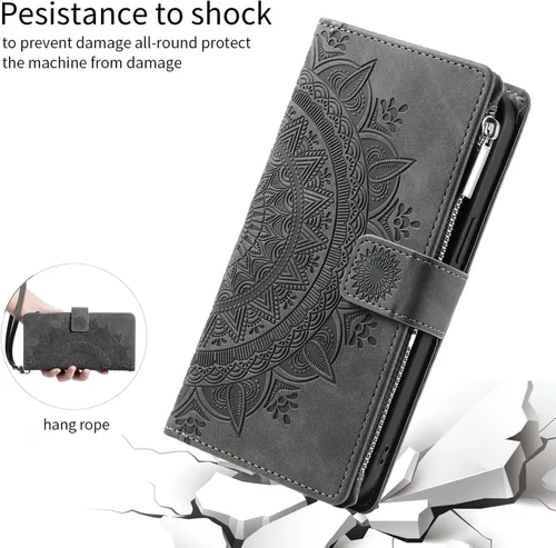 Vista 7 de Asuwish Funda de teléfono para Samsung Galaxy A22 5G/Boost Mobile Celero 5G Wallet Cover con protector de pantalla de vidrio templado Mandala Flower