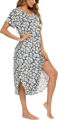 Vista 3 de AVIIER - Camisones de algodón para mujer, ropa de dormir suave con bolsillos, tallas S a XXL