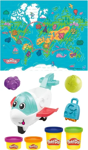 Vista 16 de Play-Doh Airplane Explorer - Juego de iniciación, juguetes preescolares para niñas y niños de 3 años y más con Jet, tapete de juego de mapa