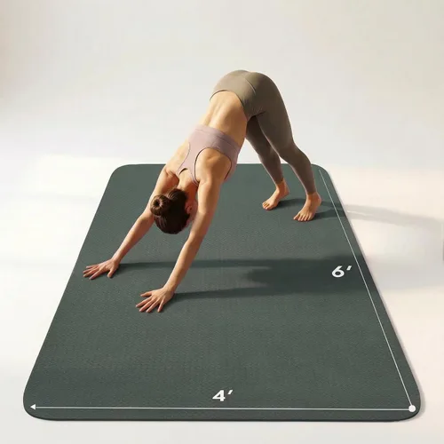 Vista 8 de Esterilla grande de yoga de 6'x 4' (72"x 48") — Esterilla de ejercicio extra ancha de 1/4" y 1/3" de 183cm x 122cm, gran esterilla de ejercicio