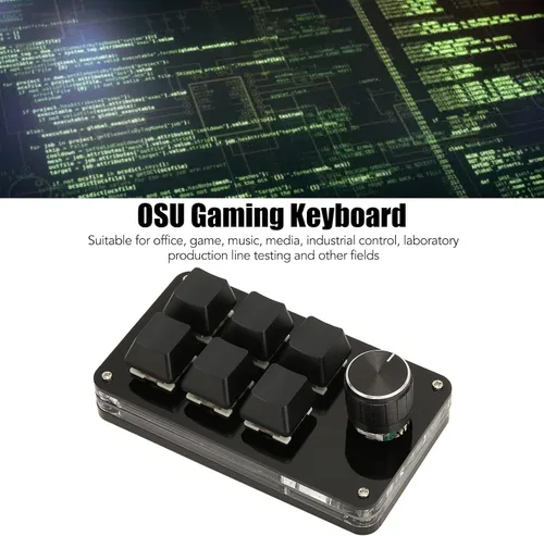 Vista 3 de Mini teclado mecánico de 6 teclas para juegos con una mano, teclado programable USB DIY, teclado programable OSU para juegos y oficina