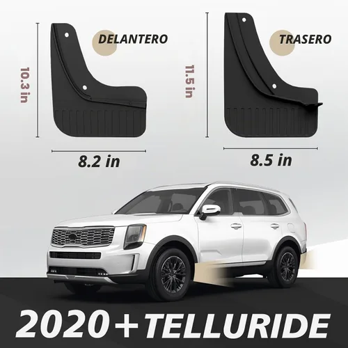 Vista 2 de Muslogy Protectores de barro compatibles con Kia Telluride 2020-2025 2026, accesorios protectores de barro delanteros y traseros, 4 unidades sin