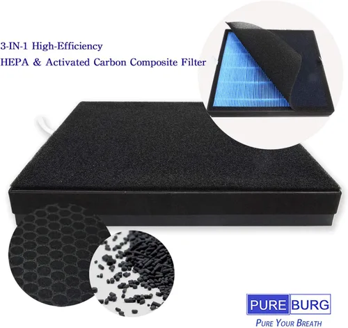 Vista 3 de PUREBURG Juego de filtros de repuesto compatibles con Okaysou Airmax 10L Pro y Aiibot Aiibot-A300 SimPure HP3-A purificador de aire, 2 unidades H13