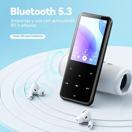 Vista 3 de AGPTEK Reproductor MP3 de 64 GB con Bluetooth, M3 Reproductor de música de 2.4 pulgadas con altavoz y radio FM, botones táctiles, soporta hasta 128