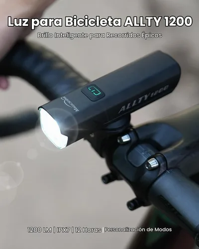 Vista 2 de Luz de bicicleta ALLTY 1200 con FFR Lightsync para carretera y MTB