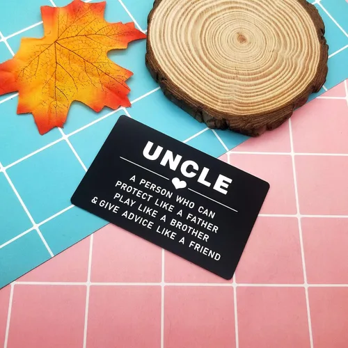 Vista 7 de Regalo para el día del padre para el tío grabado, tarjeta de regalo de sobrina sobrino para tío tarjeta de inserción de billetera de metal, tarjeta