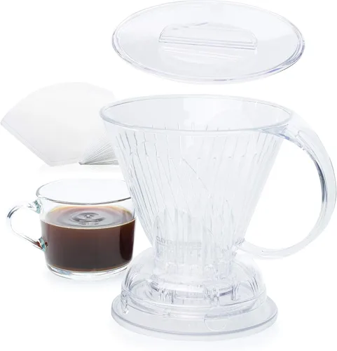 Vista 11 de Clever Gotero y filtros de café, grande de 18 onzas (negro), Barista's Choice, plástico seguro sin BPA, incluye 100 filtros Azul pavo real