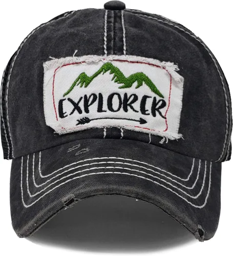 Vista 3 de Funky Junque Gorra de béisbol unisex con parche vintage envejecido, para papá