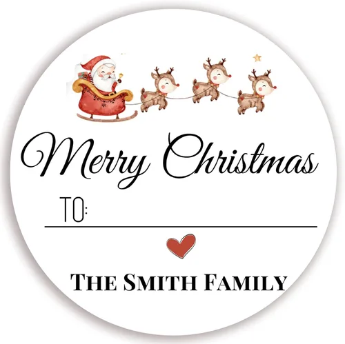 Vista 2 de Pegatinas redondas personalizadas para regalos de Navidad - Etiquetas personalizadas para papel de regalo