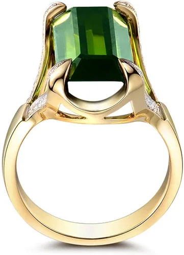 Vista 2 de GW Fashion Women Ring BlueChampagne Color 18 k Plating TourmalineTopazZirconCrystal Statement Rings for Women Size in 6# to 9#
