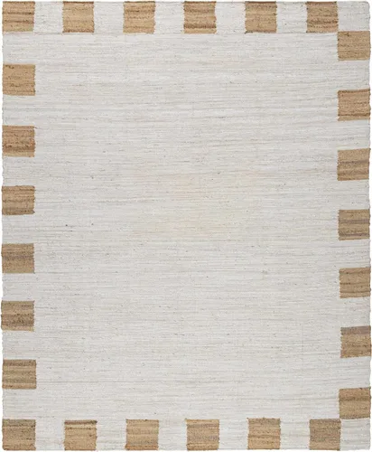 Vista 9 de Hauteloom Aphrodite JModern - Alfombra tejida a mano de yute de fibra natural, alfombra geométrica contemporánea a cuadros para sala de estar, Crema