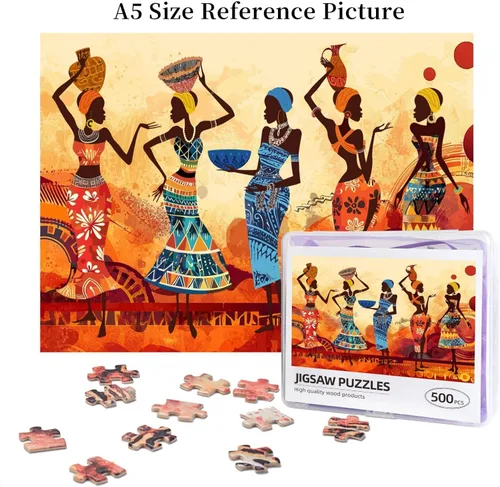 Vista 5 de Rompecabezas de 500 piezas para mujeres afronegras para adultos, Biblia América, mujer africana, fiesta, arte y baile, citas inspiradoras
