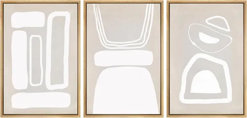 Vista 316 de SIGNWIN Lienzo enmarcado para pared, juego de arte neutro de bosque brumoso, ilustraciones en tono tierra, arte moderno, decorativo, bohemio
