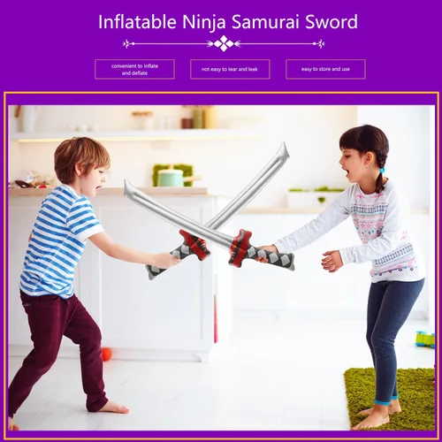 Vista 7 de Paquete de 16 espada ninja inflable, espada samurái, Katana inflable, disfraz de espada para niños, playa, piscina, ninja cosplay, recuerdos