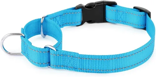 Vista 8 de Collar reflectante de martingala de Plutus Pet con hebilla - Collar de entrenamiento duradero y ajustable para evitar tirones, collar de gargantilla