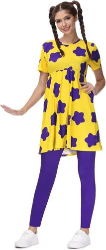 Vista 4 de Maisolly Vestido de disfraz de Halloween de manga corta para mujer con leggings