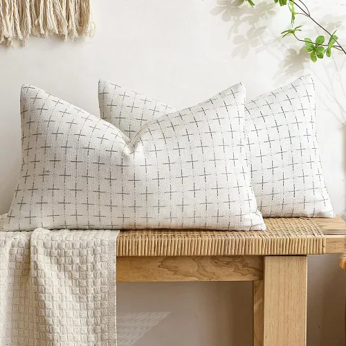 Vista 50 de MIULEE - Juego de 2 fundas de almohada decorativas de lino de arpillera, modernas, estilo campestre, rústicas, tejidas, con textura, para sofá, Gris