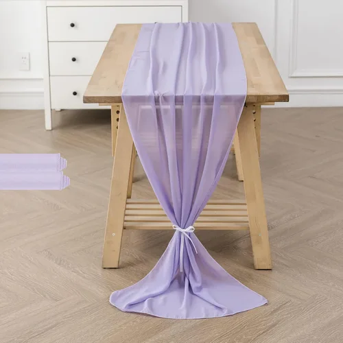 Vista 46 de Paquete de 2 caminos de mesa de gasa de 10 pies de 29 x 120 pulgadas, camino de mesa romántico transparente para boda, fiesta de cumpleaños