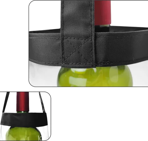 Vista 7 de Paquete de 2 bolsas de vino helado, portátil, plegable, enfriador de bolsa de vino transparente con asa, enfriador de botellas de vino, bolsa