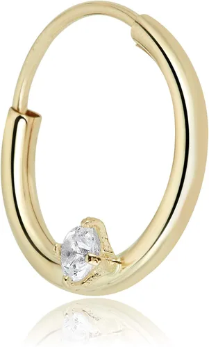 Vista 2 de AVORA Aro de cartílago solitario con circonita cúbica de diamante simulado en oro de 14 quilates calibre 050, Oro, Zirconia cúbica