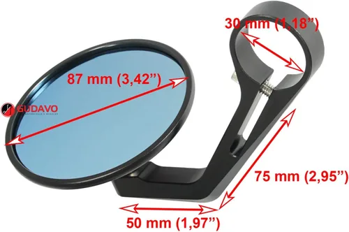 Vista 2 de Manillar redondo para motocicleta Retrovisores laterales compatibles con Triumph APRILIA DUCATI HONDA KAWASAKI MOTO GUZZI SUZUKI TRIUMPH YAMAHA Negro