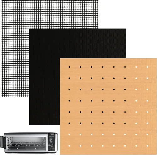 Vista 9 de WMKGG Papel pergamino rectangular para freidora de aire, 100 forros desechables perforados para freidora de aire con 2 alfombrillas de parrilla
