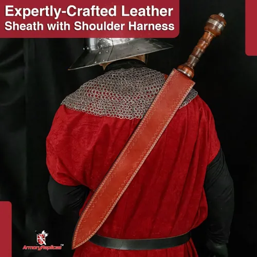 Vista 5 de Armory Replicas™ Hand-Forged Damascus Roman Gladius Sword with Leather Sheath – Collector & Reenactment Ready