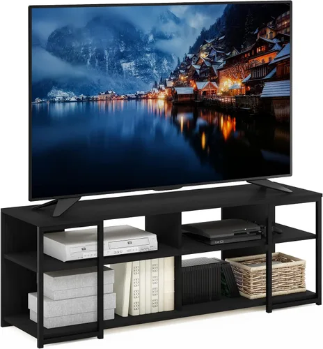 Vista 10 de Furinno Clásico Moderno Soporte de TV para Sala de Estar, Centro de Entretenimiento con Estantes Abiertos, para Televisores de hasta 60 Pulgadas