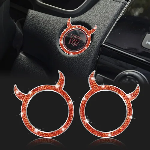 Vista 11 de WINKA Bling Cubierta del Botón de Arranque del Motor del Coche Universal Push Start Stop Trim Anillo de Encendido Tapa Decoraciones 2 piezas