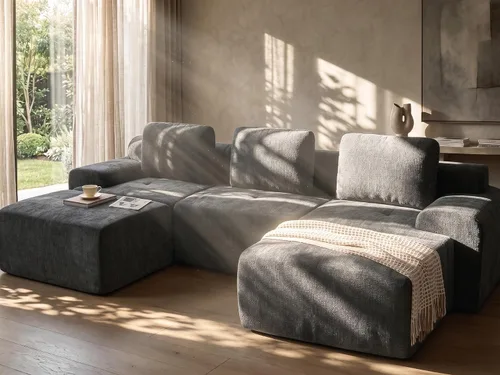 Vista 25 de Sofá de nube de gran tamaño en forma de U de 122 pulgadas, cómodos sofás modulares sin hueso para sala de estar, sofá modular con respaldo alto
