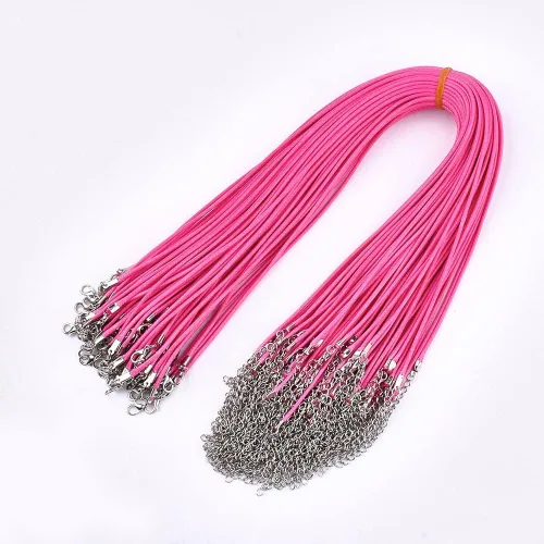 Vista 16 de 100 piezas de cordón encerado de 17 a 19 pulgadas, cuerda trenzada ajustable, para collares, colgantes para hacer joyas, cadenas con cierre de Azure