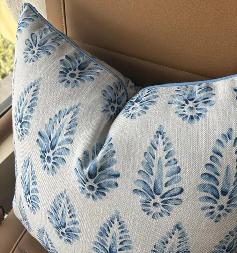 Vista 4 de Booti - Funda de almohada decorativa cuadrada decorativa con estampado, decoración del hogar para sofá, silla, 20 x 20 pulgadas, azul Booti-azul