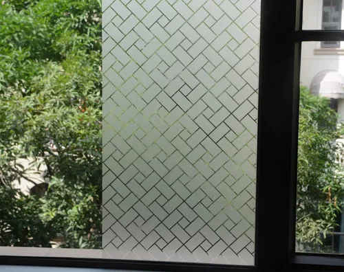 Vista 3 de VSUDO 1 rollo de película de privacidad para ventana de 17.7 x 78.7 pulgadas, tinte de ventana con patrón rectangular inclinado, adhesivo estático