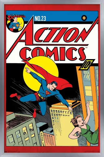 Vista 10 de Trends International DC Comics - Póster de pared de Superman - Action Comics 23, 14.725 x 22.375 pulgadas, versión enmarcada de madera de granero