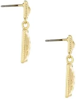 Vista 9 de Ettika Aretes chapados en oro de 18 quilates con cuadrados repetidos Diseño texturizado dorado accesorio de joyería de moda gran regalo Chapado