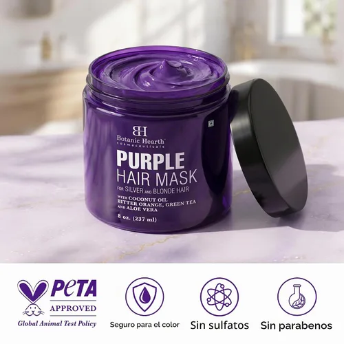 Vista 6 de Botanic Hearth Mascarilla morada para el cabello, para cabello rubio, plateado y gris, sin sulfatos ni parabenos, 8 onzas líquidas Para cabello