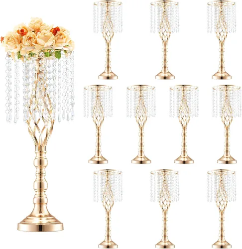 Vista 14 de VEVOR Centro de Mesa de Boda de Metal Dorado, Candelabro, 20 Piezas 58cm/22.83