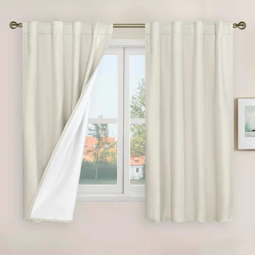Vista 88 de LAMIT Cortinas opacas cortas de lino de 30 pulgadas para ventanas de cocina sobre el fregadero, cortinas de café texturizadas de lino marfil