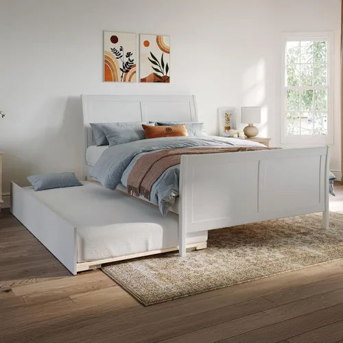 Vista 20 de AFI, Portland - Cama de plataforma matrimonial con estribo a juego con cama nido individual, color espresso