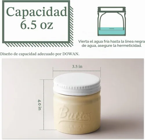 Vista 3 de DOWAN Mantequillera de cerámica con tapa, plato de mantequilla francesa con Beige