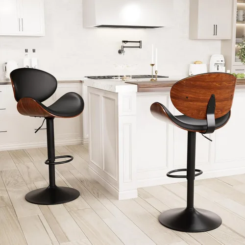 Vista 24 de Kidol & Shellder Taburetes de bar individuales grandes con respaldo de 21 pulgadas, sillas de bar modernas giratorias de altura ajustable, taburetes