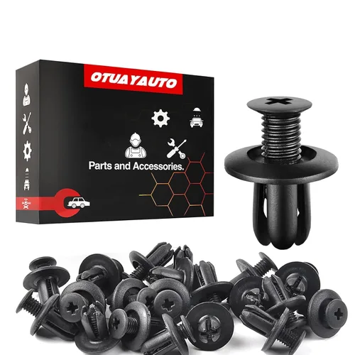 Vista 14 de OTUAYAUTO 10184895 140 clips de retención de remaches de plástico para puerta de parachoques de guardabarros de repuesto para Jeep Wrangler 07-20