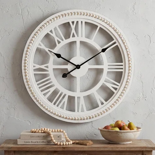 Vista 8 de RiteSune Reloj de pared de 30 pulgadas de decoración, relojes de pared de granja que funcionan con pilas, silenciosos, relojes grandes de bambú