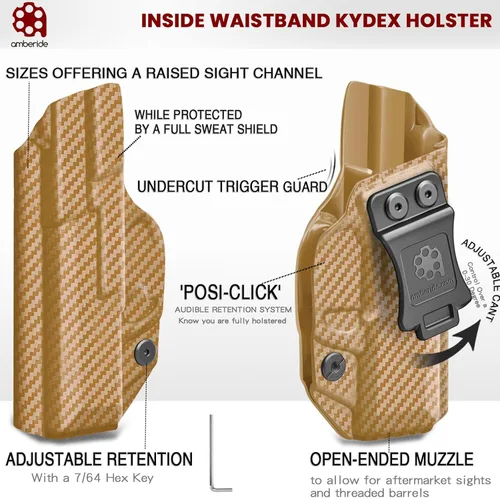 Vista 4 de Amberide IWB Kydex Holster for SIG Sauer P320 Carry/Compact / M18, Concealed Carry, No Optic/No Laser, Adjustable Cant, Secure Retention, Made in