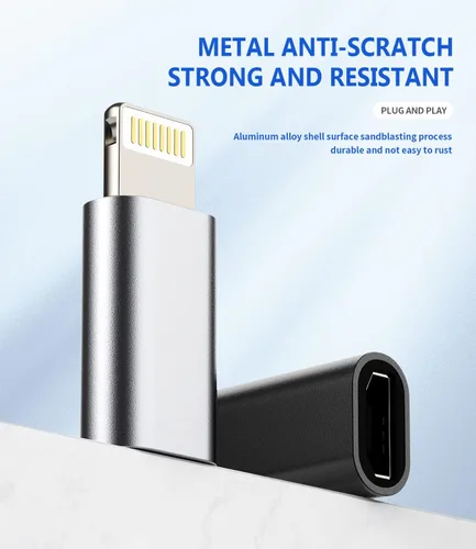 Vista 5 de Adaptador Lightning hembra a USB C macho cargador tipo C (paquete de 3) compatible con iPhone compatible con Samsung Galaxy Note S10 S20 S21 LG