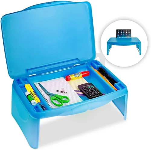 Vista 10 de MAVOCRAFT - Bandeja plegable para regazo para niños con almacenamiento, escritorio portátil para niños y adultos, escritorio de regazo para niños