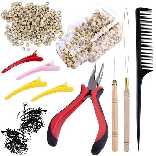 Vista 11 de Duufin Kit de herramientas de extensión de cabello 500 piezas de cuentas Negro