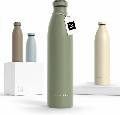 Vista 56 de LARS NYSØM Botella de agua aislada de acero inoxidable de 12 onzas, 17 onzas, 25 onzas, 34 onzas, 51 onzas, frasco térmico aislado para bebidas