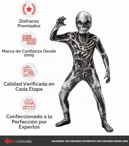 Vista 5 de Morphsuits Skeleton Costume Kids, Kids, Boys Halloween Costume